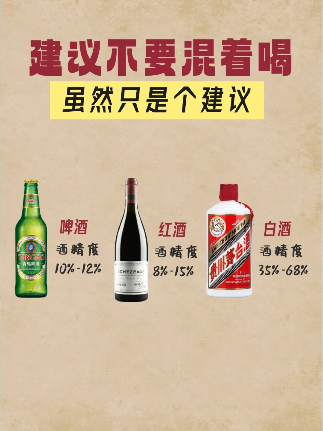 白酒啤酒红酒可以混着喝吗？