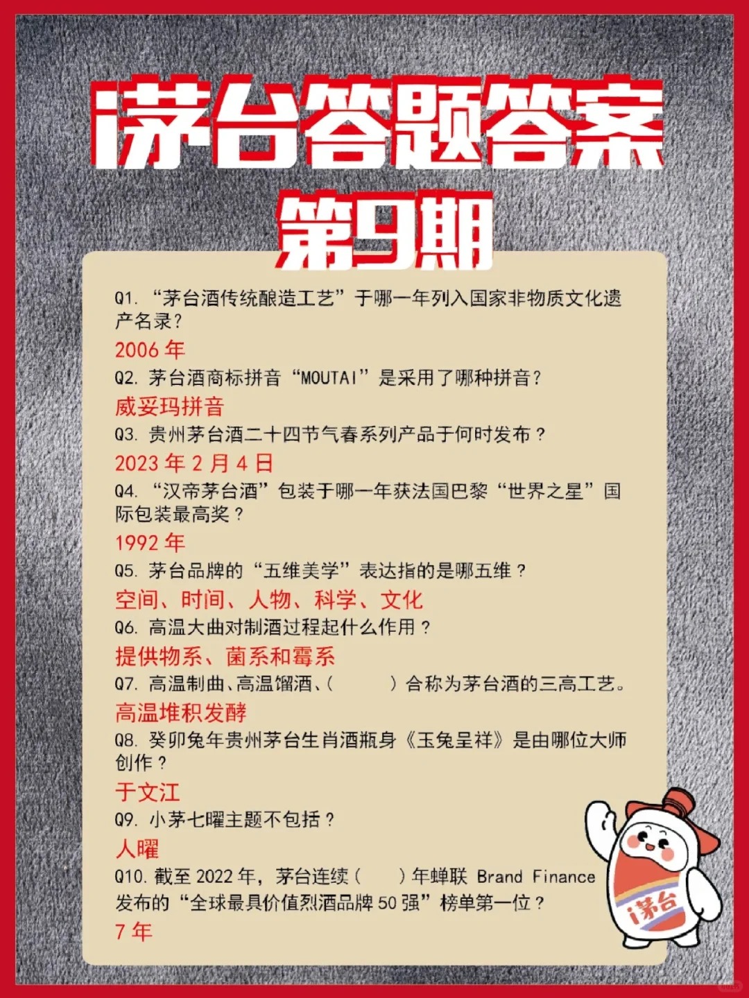 i茅台知识答题来咯！1~9期